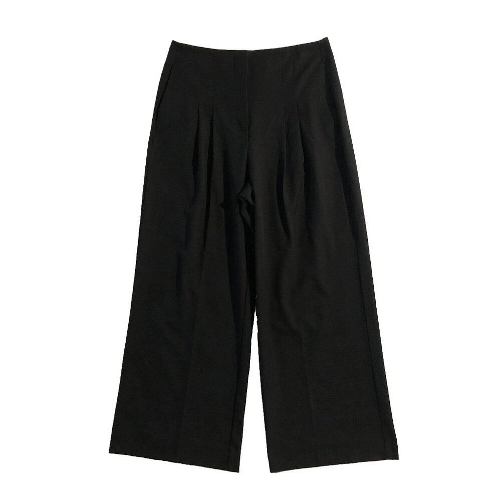 Abercrombie & Fitch Dress Pants Womens 30S Black Pleated Wide-Leg Trousers